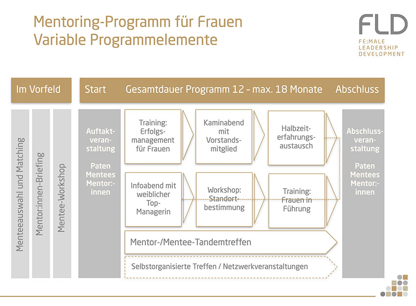 Variable Programmelemente für das Mentoringprogramm für Frauen